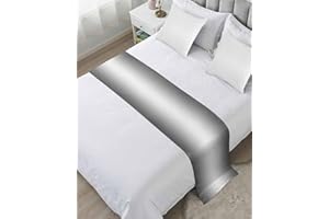 DecorLovee Grey Ombre Bed Runners for Cal King Size Bed, Modern Abstract Decorative Bed Throws for Foot of Bed, Gray White Gradient Bed Runner Sofa Throw Bedding Scarf Protector Slipcover for Bedroom