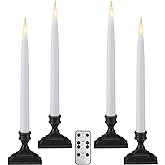612 Vermont Battery Operated LED Window Candles with Timer, Remote Control, Warm White Flicker or Steady On, VTR1660A-4 (Pack of 4, Antique Bronze)