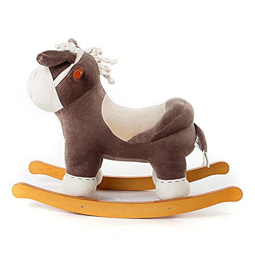 Labebe Wooden Rocking Horse for Toddlers, Boys & Girls, Rocking Animal/Rocker/Ride-on Toys for 1-3 years old, Stuffed Animal Seat, ASTM/CE/ Safety Certified, Creative Birthday Gift - Brown Donkey