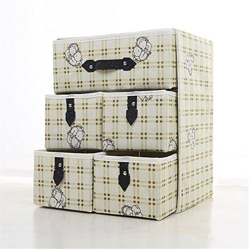 PILER Foldable Storage Box Bra Underwear Closet Organizer Drawer Divider Kit Set of 5 Dark Containers Divider with Drawers (check)