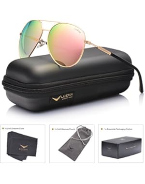 Aviator Sunglasses Womens Polarized Mirror with Case - UV 400 Protection 60MM
