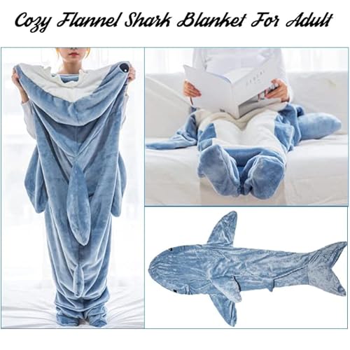 Shark Blanket for Adult Kids Wearable Shark Blanket, Super Soft Cozy  Flannel Hoodie Sleeping Bag Shark Tail