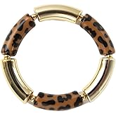 Izpack Leopard Stretch Bangle Bracelet for Women Acrylic Boho Accessory Wrist Bangle Bracelets Fashion Jewelry for Mother