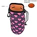 water bottle sleeve with clip, Carrier Cover Neoprene Water Bottle Drawstring Insulator Cooler Sleeve bag (Rose Red)