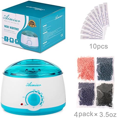Wax Warmer, Wax Hair Removal Kit + Hard Wax Beans + 10 Wax Applicator Sticks (wax warmer+wax beans)