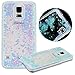 Galaxy S5 Case,Samsung Galaxy S5 Glitter Case,PHEZEN Bling Case For Galaxy S5,Funny Liquid Infused with Glitter and Stars Dual Layer Hybrid Plastic Hard Case Shell Back Case For Samsung Galaxy S5