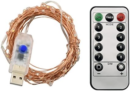 Karlling USB Powered Dimmable Waterproof 33ft LED String Lights Fairy Starry Decorative Lights for Patio,Wedding,Parties,Gate,Yard,Holiday Decorations with Remote Controller and Timer(Warm White)