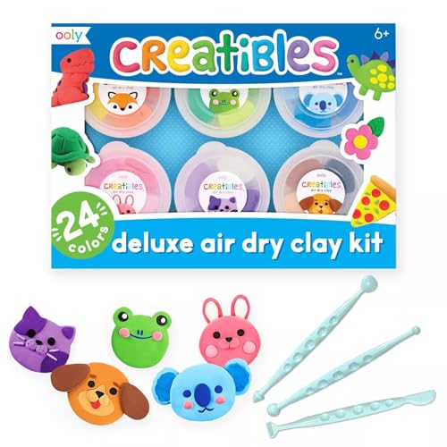 Ooly Air Dry Clay for Kids, 24 Colors Modeling Clay with 3 Shaping Tools, Play Dough Gifts for Kids, Craft Supplies - Creatibles