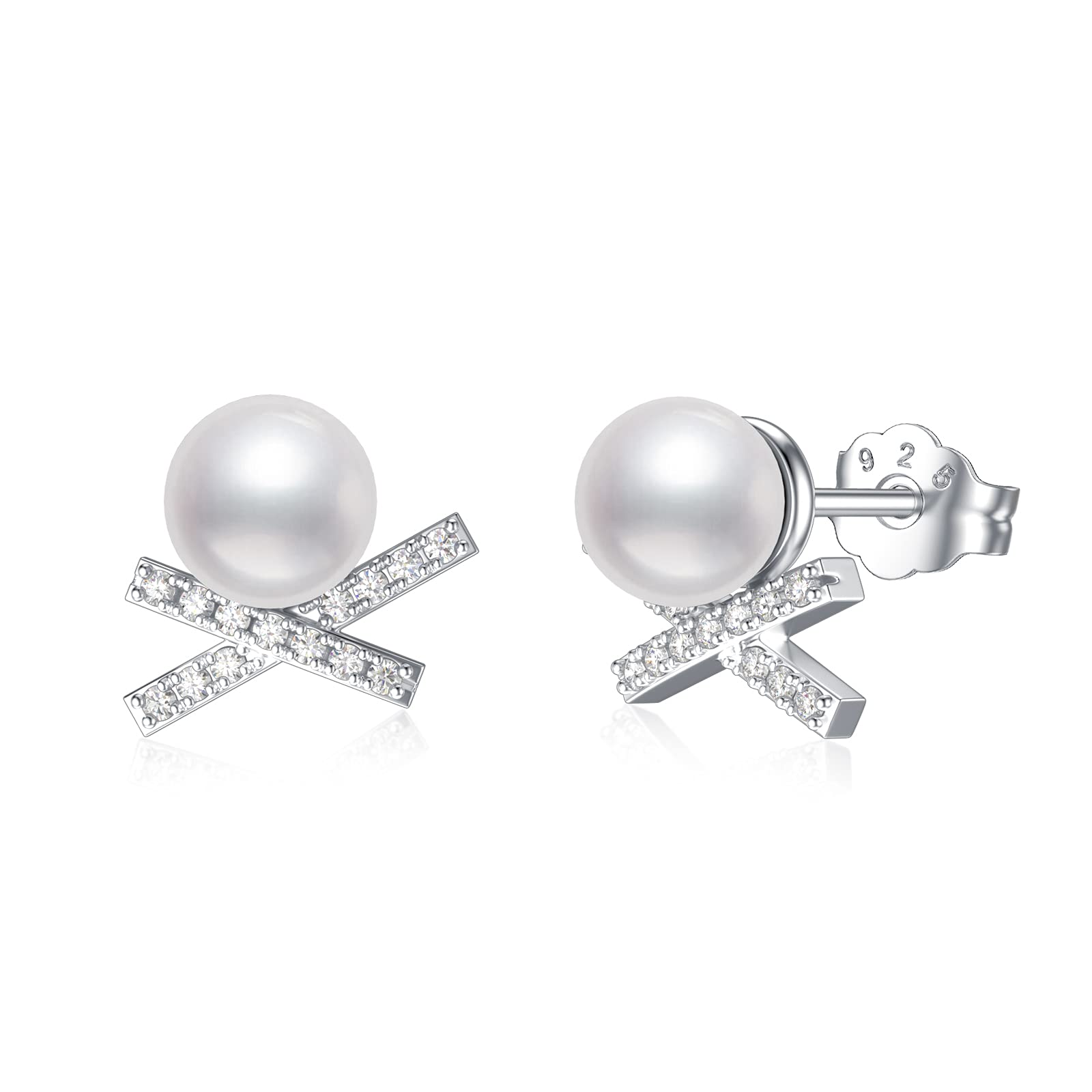 6mm Pearl Stud Earrings for Women 925 Sterling Silver Stud Earrings Hypoallergenic Pearl Jewelry Gifts for Women Girls Wife