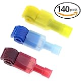 Hilitchi 140pcs 22-16 / 16-14 / 12-10 Gauge Quick Splice Wire Terminals and Fully Insulated Male Spade Wire Crimp Connectors Set