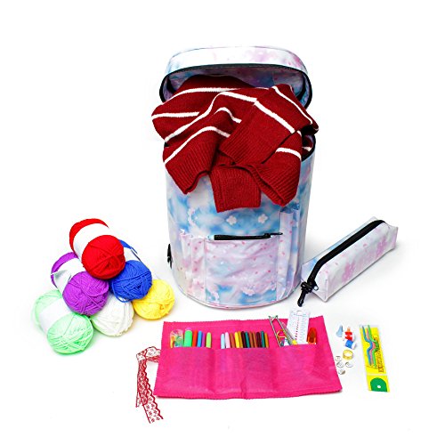 goldwheat Knitting Bag Waterproof Yarn Storage Organizer Bag Large Crochet Bag with Knitting Accessories Case,Blue - Thumbnail 6