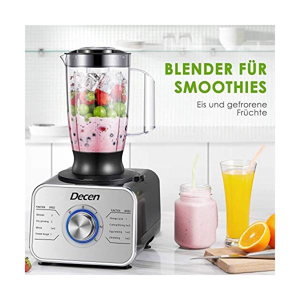 Food-Processor-Multifunctional-Decen-Blender-Food-Processor-1100W-with-3-Speed-Pulse-Function-Ideal-for-Chopping-Kneading-Mixing-Whisking-and-Mincing-35-L-Bowl-and-15L-Jug-Blender-Silver Food Processor Multifunctional Decen Blender Food Processor 1100W with 3 Speed & Pulse Function Ideal for Chopping, Kneading, Mixing, Whisking and Mincing, 3.5 L Bowl and 1.5L Jug Blender, Silver