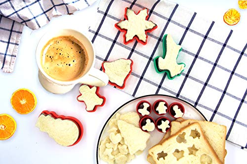 19 Pcs Stainless Steel Christmas Cookie Cutters Set Holiday,Sandwich Vegetable Cutters for Kids,Gingerbread House Man,Snowman,Snowflake,Reindeer,Santa,Dinosaur Shaped for Holiday Baking Gift