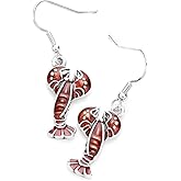 Liavy's Red Lobster Fashionable Earrings - Enamel - Fish Hook - Unique Gift and Souvenir