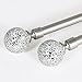Turquoize 2 Pack Adjustable Decorative Window Curtain Rods, 28 to 48 Inches, Nickel Finish, Glass Mosaic Ball Finials