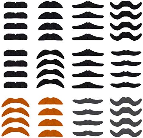 XCOZU Fake Moustache, 48 Pack Novelty Fancy Dress Moustaches Stick On Moustache Pack Self Adhesive Moustaches Set for Party Decorations, Masquerade and Costume