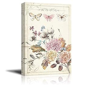 Vintage Style Colorful Flowers Butterflies