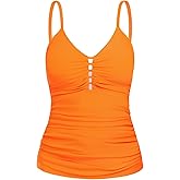 Ocean Blues Women's Retro Tankini Swimsuit Shirring Tummy Control Tankini Top Only