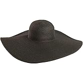 ericotry Women's Ridge Wide Floppy Brim Summer Hat Large Brimmed Garden Beach Sun Hat Big Summer Sun Hat Straw Cap Party Garden Travel Black