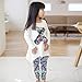 Molil Kids Girls Long Sleeve Irregular Hem Floral Shirt Pants Outfits Set White Large