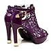 getmorebeauty Women's Pretty Lace Flowers Open Toes High Heels Ankle Boots