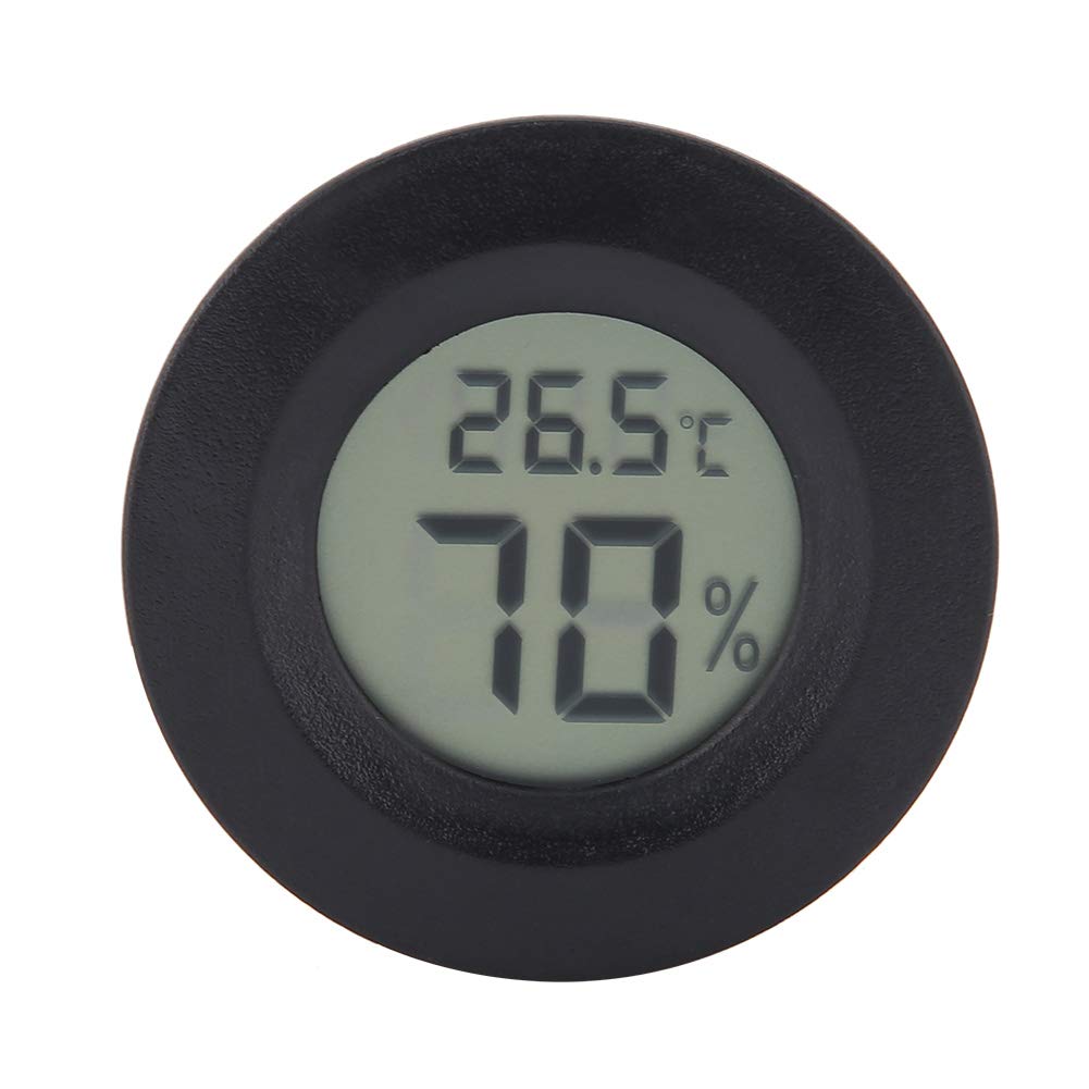 Tnfeeon Mini Thermometer Hygrometer for Reptile Electronic Digital LCD Pet Humidity Temperature Meter for Incubators Indoor Reptile Breeding Box Weather Station Greenhouse Basement(Black)