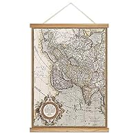 Hanging Poster with Wood Frames Rustic Map Canvas Artwork Wall Picture Home Decoration - 18
