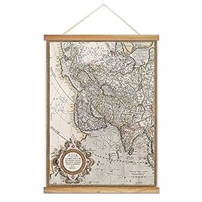Hanging Poster with Wood Frames Rustic Map Canvas Artwork Wall Picture Home Decoration - 18"x24" inches
