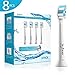 Replacement Toothbrush Heads for Philips Sonicare ProResults Gum Health HX9038/64,fits Gum Health,Plaque Control,DiamondClean,HealthyWhite Sonic Click-on Brush Handle(8 Pack)