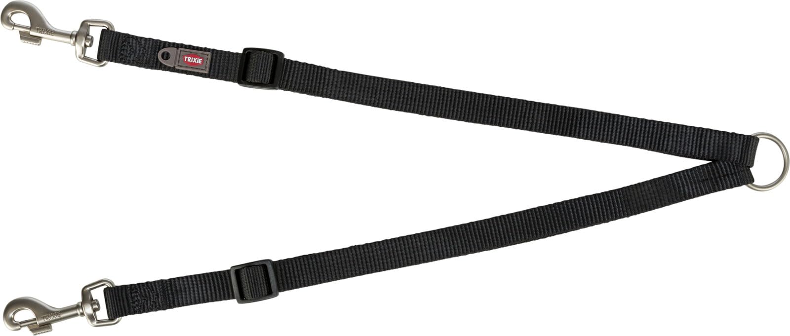 Trixie Premium 20111 Premium Two-Dog Lead with Ring XS-M: 40-70 cm/15 mm Black