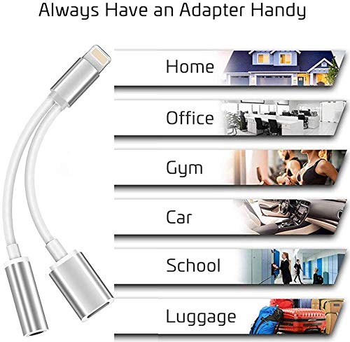Headphones Adapter Audio to 3.5mm Jack Earphone Adaptor for iPhone 11 Headphone Dongle Connector Charge Cables Accessories Aux&Charging Compatible for iPhone 7/8/7P/8Plus/XS MAX/XR Support All iOS - Thumbnail 2