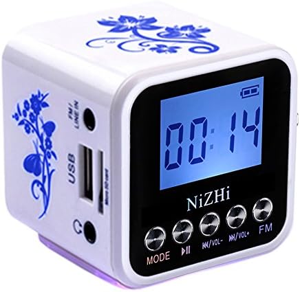 NIZHI Portable mini Speaker with FM Radio, Small Speakers with LCD, Alarm Clock , Micro tf Card, HD 5W, 6 Hours Playtime, Usb mp3 music player for Apple iPhone, iPad, Samsung GALAXY Series