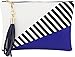 B BRENTANO Vegan Clutch Bag Pouch with Tassel Accent (Blue)