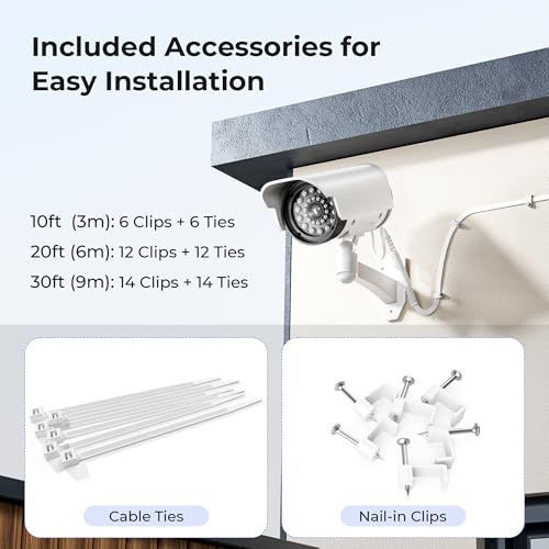 Basesailor 12V DC Extensión Cable 6M 2 Pack,5V 9V DC 2.1mm x 5.5mm 5521 Potencia Suministro Adaptador Plano Extensor Cordón,Mujer a Hombre Alambre para CCTV Security Camera,IP Network Camera,DVRs