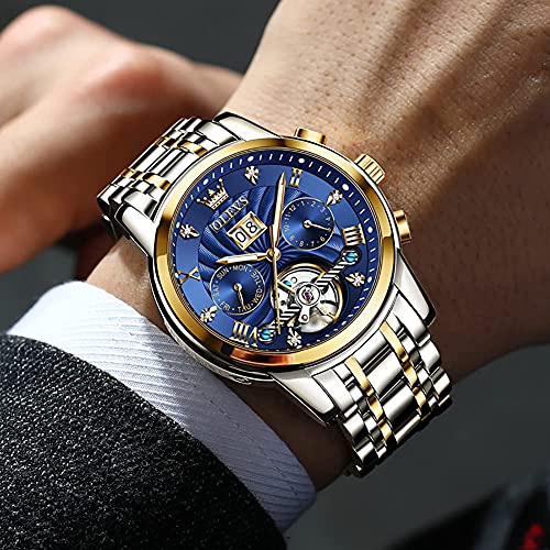 OLEVS Mens Watches Minimalist Ultra Thin Fashion Casual Analog Quartz Date Watch Waterproof Slim Simple Big Face Dress Wrist Watch with Retro Leather Band for Men