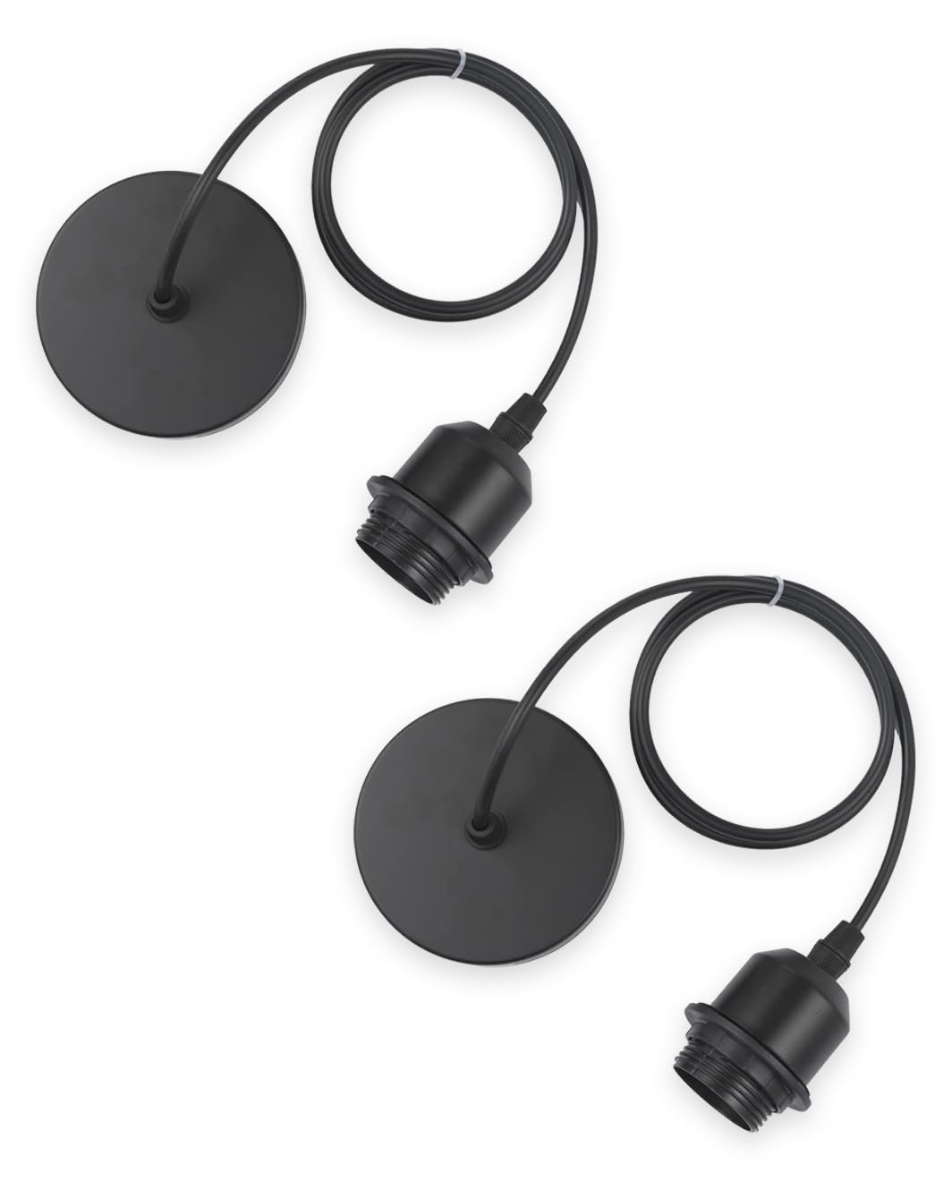 Vecys 2PCS E27 Pendant Lamp Holder, DIY Lamp Accessories, Black