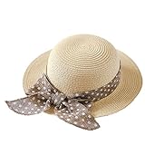 Connectyle Kids Girls Summer Straw Hat Bowknot Beach Sun Protection Hats L Beige