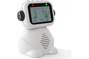 Ueteto Metronome, Digital Voice Metronome with Timer, Rechargeable Electronic Metronome with 8 Options of Tones, Robot Design with Volume Adjustment for Piano, Guitar, Drum