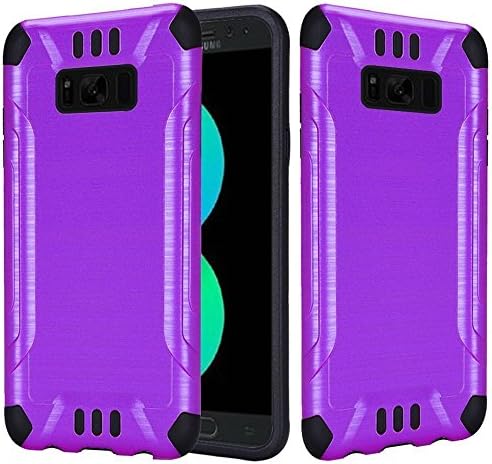 Galaxy S8+ Plus Case, S8+ Plus Case G950 Brushed Metal Design Hybrid Dual Layer Slim Armor [DROP PROTECTION / SHOCK ABSORBING ] [SLIM DUAL LAYER] for samsung Galaxy S8+ Plus (PURPLE)