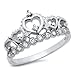 Metal Factory Sz 5 Sterling Silver Cubic Zirconia Princess Heart Crown Tiara CZ Band Ring