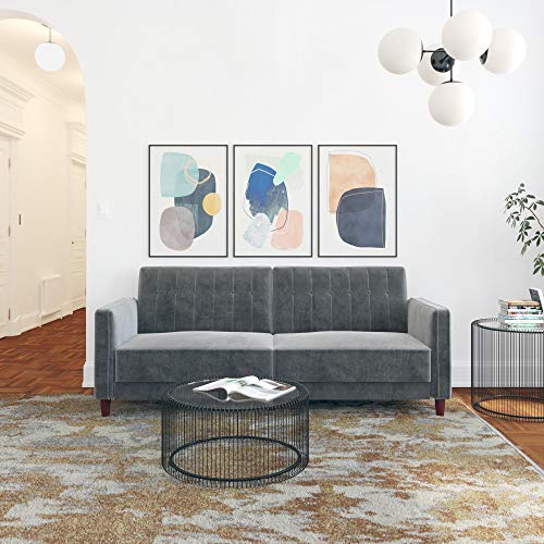 DHP Ivana Tufted Futon, Grey Velvet Pricepulse