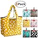 Grocery-Bags-Shopping-Reusable-Foldable-Bags 6 Pack With Square Pouch Grocery Bags Cloth Reusable Bags Ripstop Washable Bag Large Durable Light Weight Cactus