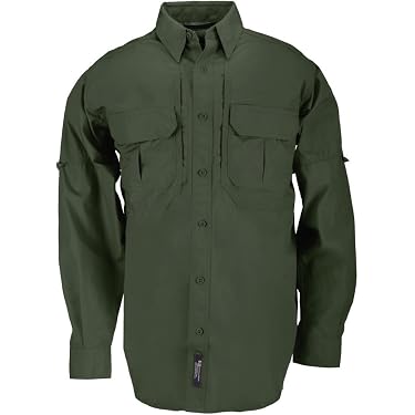 Camiseta Militar Manga Larga Para Hombre - Poliéster, Color Liso, Estilo Casual