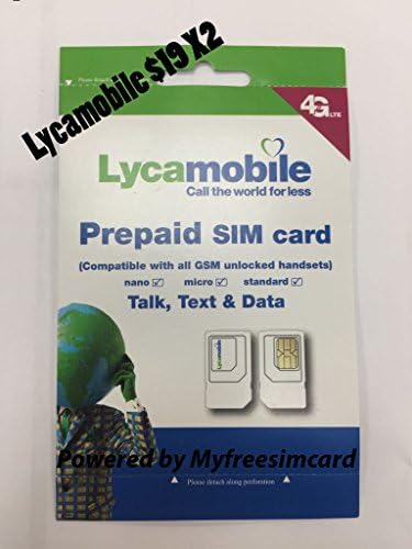 Lycamobile Triple-Cut Sim Card ( Standard, Micro &amp; Nano ) Preloaded Prefunded With $19 Plan 2 Month Service