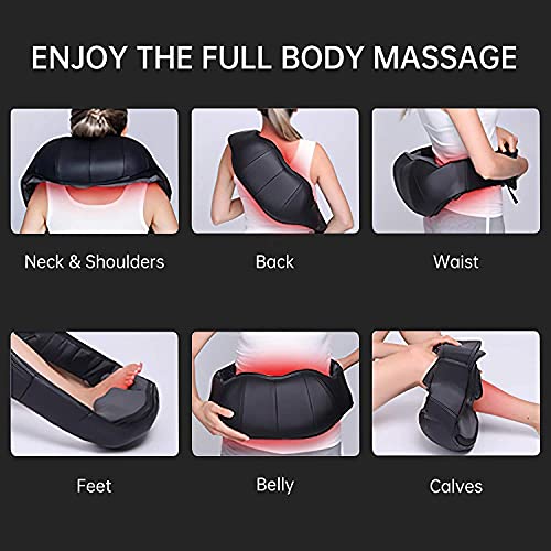 AERLANG Neck Back and Shoulder Massager with Heat, Deep Tissue Shiatsu Kneading Electric Massager, for Muscle Pain Relief, Body Relax, Use at Car Home Office, The Best Gift for Women Men Family