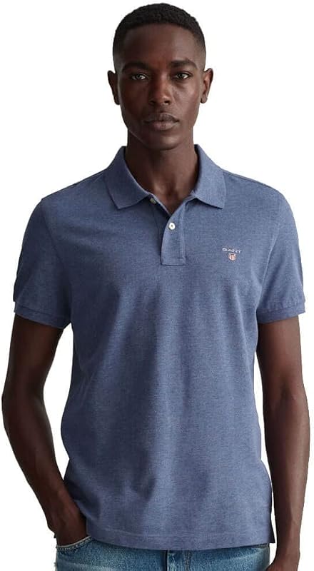 Reg Shield SS Piqué Polo para homens, Dark Jeansblue Melange., XL