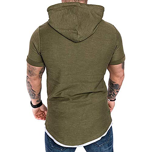 2 Mens+Casual+Hooded+T+Shirts+Pullover