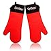 Silicone Oven Mitt - Set of 2 - Strong Non-slip Grip with Extra Long Built-in Cotton Interior Lining for Extra Protection of Lower Arm - Double Left- Or Right-handed Use - Professional Elbow-length Mittens Best Used As Baking, Grilling, BBQ, Kitchen or Oven Gloves - Satisfaction Guaranteed!