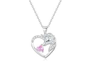 RAODA Unicorns Gifts for Girls Necklaces 18K White Gold Plated Unicorn Necklace for Teen Girls Unicorn Gifts 1CT Birthstone Necklace initial heart necklace for girls 4-6 girls' birthstone jewelry for girls 6-8