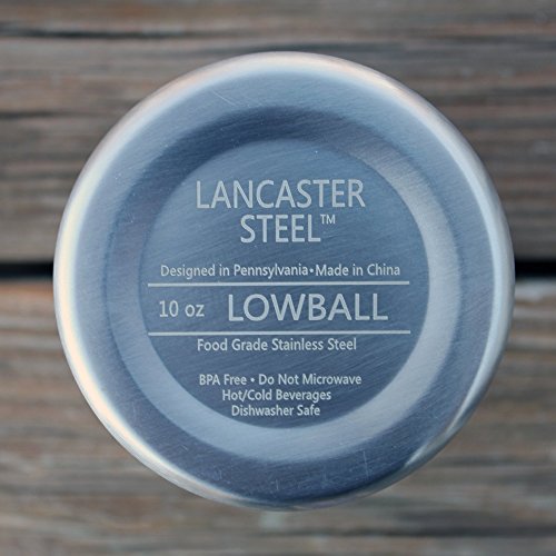 Stainless Whiskey Old Fashioned Glass - Double Walled - 10oz Lowball by Lancaster Steel - Thumbnail 3